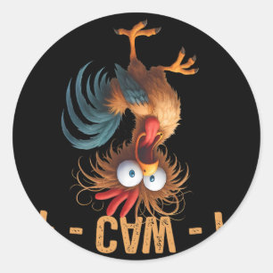 Adesivo Redondo Citação engraçada de humor de galinha F-caw-f Galo