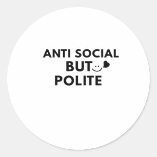 Adesivo Redondo Citação engraçada de introvertido educado anti-soc