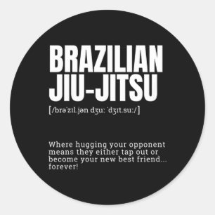 Adesivo Redondo Citação engraçada de Jiu-Jitsu Brasileiro Humor De
