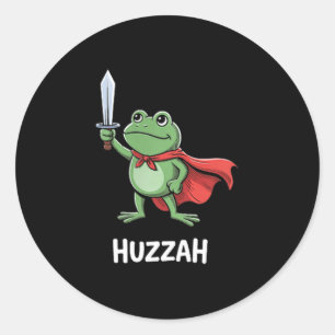 Adesivo Redondo Citação engraçada de meme de espada Huzzah Cavalei