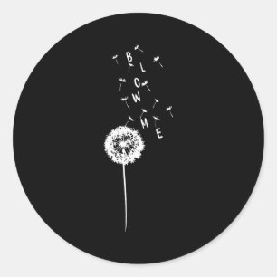 Adesivo Redondo Citação engraçada retrô vintage flor dente-de-leão
