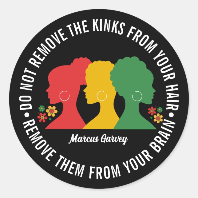 Adesivo Redondo Citação Inspirativa de CABELO PRETO (Frente)