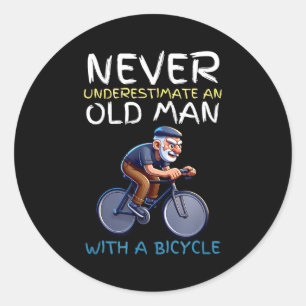 Adesivo Redondo Citação Motivacional de Bicicleta de Velho - Cicli