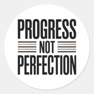Adesivo Redondo Citação Motivacional “Progresso Não Perfeição”