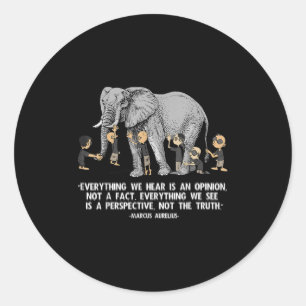 Adesivo Redondo Citação Perspectiva Marcus Aurelius Elephant Illus