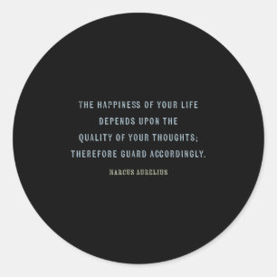 Adesivo Redondo Citação Por Marcus Aurelius, Quo Motivacional Mind
