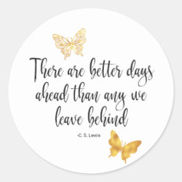 Adesivo Redondo Citação Positiva com Borboleta