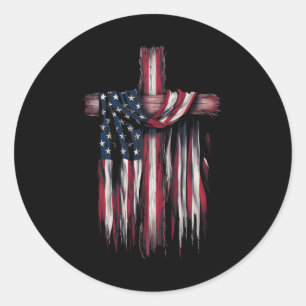 Adesivo Redondo Citação Religiosa da Bandeira dos EUA 4 de Julho F