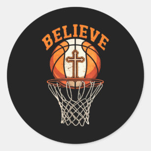 Adesivo Redondo Citação Retro Acredite Motivação Basquetebol Crist