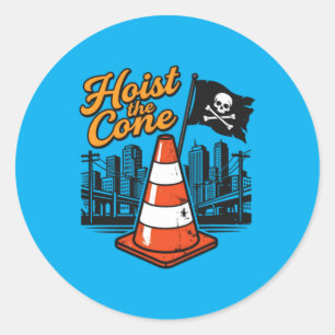 Adesivo Redondo Citação Retro Içar o Cone Engraçado Vintage Lavado
