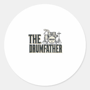 Adesivo Redondo Citação Vetorial de Design de Tambor do Drumfather