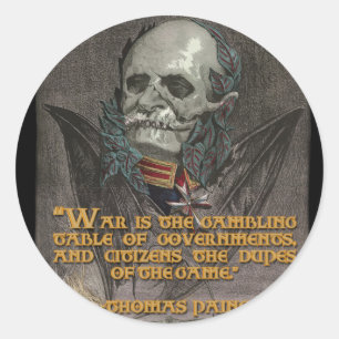 Adesivo Redondo Citações de Thomas Paine na guerra & nos governo