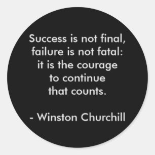 Adesivo Redondo Citações de Winston Churchill; Sucesso