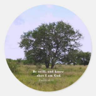 Adesivo Redondo Citações inspiradas da bíblia do 46:10 do salmo