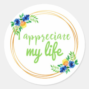 Adesivo Redondo citações positivas para a vida e o trabalho