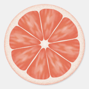 Adesivo Redondo Citrinos de toranja cor-de-rosa