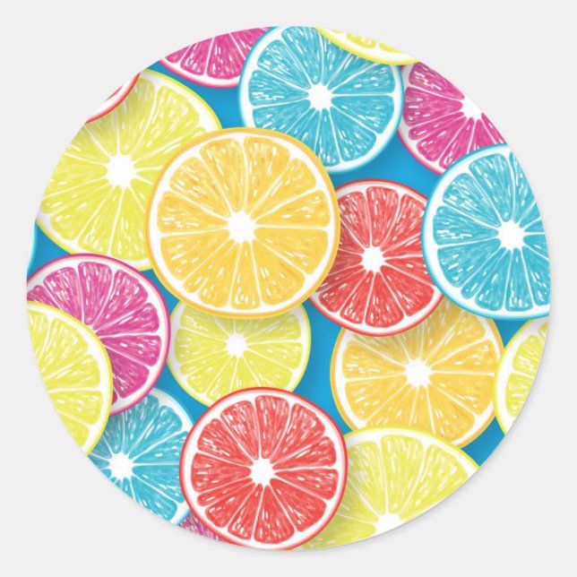 Adesivo Redondo Citrus fruta slices pop (Frente)
