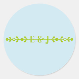 Adesivo Redondo Citrus Green & Coastal Blue Wedding