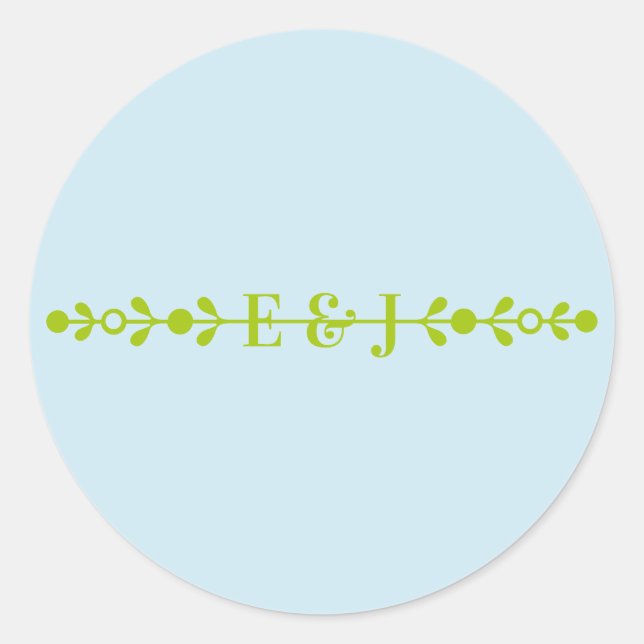 Adesivo Redondo Citrus Green & Coastal Blue Wedding (Frente)