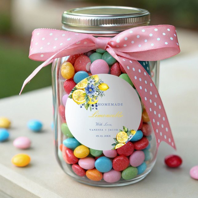 Adesivo Redondo Citrus Homemade Limoncello Lemon Favores do casame (Criador carregado)