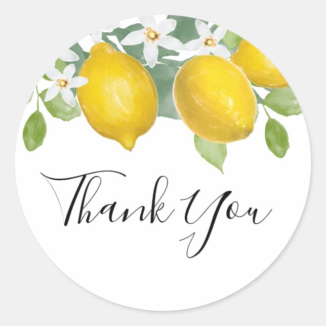 Adesivo Redondo Citrus Lemon Themed Obrigado Favor Sticker (Frente)