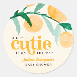 Adesivo Redondo Citrus Orange Little Cutie Chá de fraldas