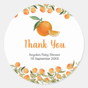 Adesivo Redondo Citrus Watercolor Laranja Obrigado Sticker