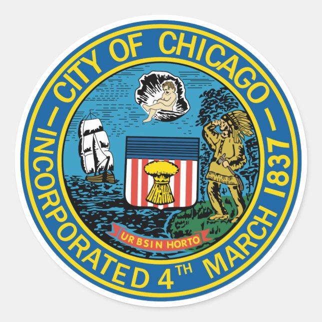 Adesivo Redondo City of Chicago Seal (Frente)