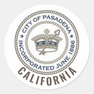 Adesivo Redondo City Seal de Pasadena, Califórnia