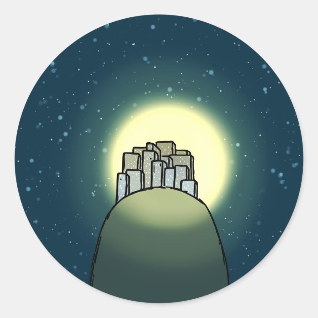 Adesivo Redondo City Set em um Hill (Frente)