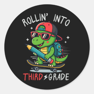 Adesivo Redondo Ck De Volta à Escola Entrando na 3ª Série T-rex Sk