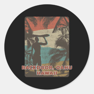 Adesivo Redondo Ckdoor Oahu Havaí Surf Vintage Praia Coco T