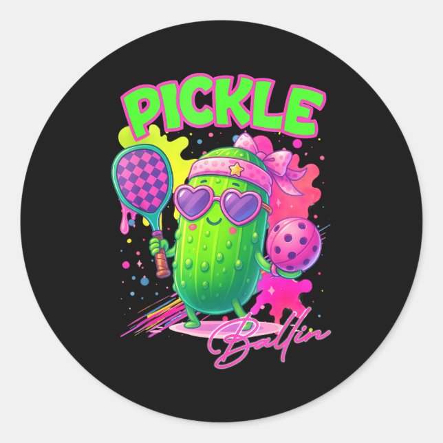 Adesivo Redondo Ckle Ballin Cute Ckleball Women Girls Ckleball Lov (Frente)