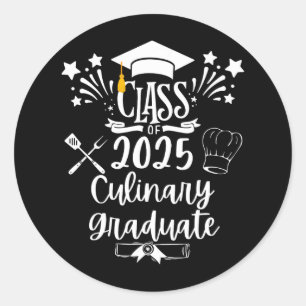 Adesivo Redondo Cl De 2025 Graduado Em Chef Culinário De Formando