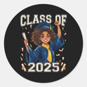 Adesivo Redondo Cl De 2025 Mais velho Graduation Girl