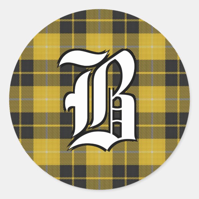 Adesivo Redondo Clã Barclay Tartan Monograma Clássico (Frente)