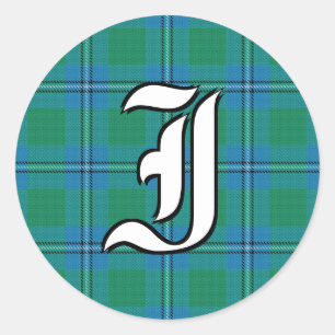 Adesivo Redondo Clã Clã Irvine Irwin Tartan Monograma