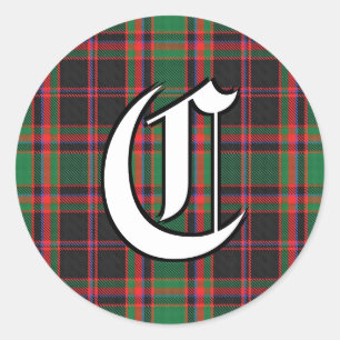 Adesivo Redondo Clã Clássico Cumming Hunting Monograma de Tartan