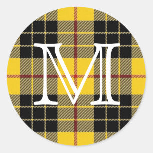 Adesivo Redondo Clã escocês MacLeod do monograma do Tartan de