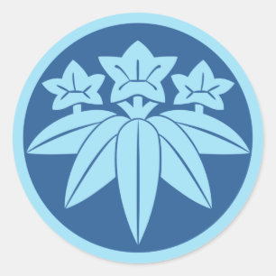 Adesivo Redondo Clã Japonês Kamakura Minamoto Mon em azul