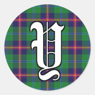 Adesivo Redondo Clã Jovem Tartan Monograma Clássico
