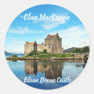 Adesivo Redondo Clã MacKenzie Castelo Eilean Donan Escócia