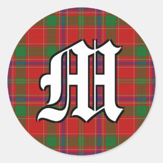 Adesivo Redondo Clã Munro Tartan Monograma Clássico