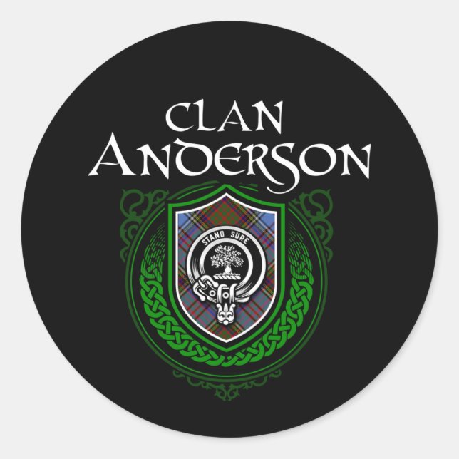 Adesivo Redondo Clan Anderson Scottish Family Tartan (Frente)