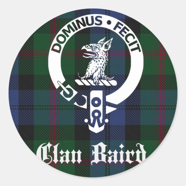 Adesivo Redondo Clan Baird Crest Tartan (Frente)