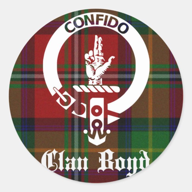 Adesivo Redondo Clan Boyd Crest Tartan (Frente)