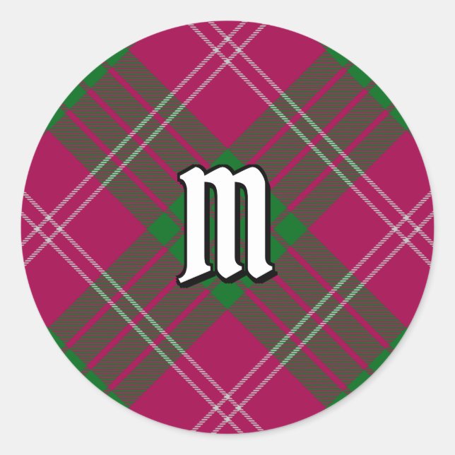 Adesivo Redondo Clan Crawford Tartan Classic Round Sticker (Frente)