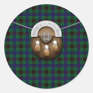 Adesivo Redondo Clan Davidson Tartan E Sporran