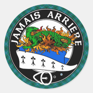 Adesivo Redondo Clan Douglas Crest com o moderno Douglas Tartan