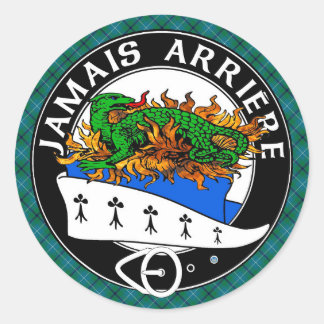 Adesivo Redondo Clan Douglas Crest com o moderno Douglas Tartan